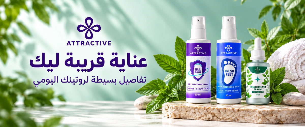 Attractive - عناية قريبة ليك، بخاخ القدمين والأظافر وسيروم رائحة الفم