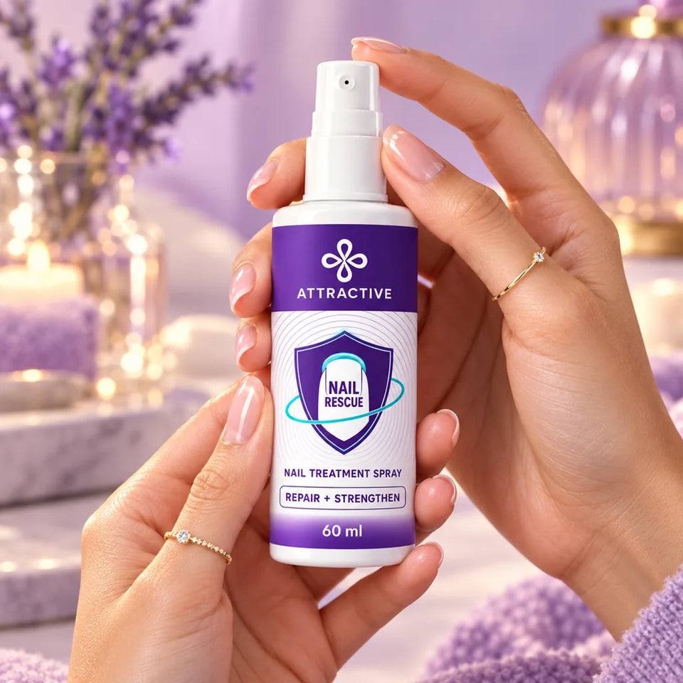 يد امرأة بأظافر طبيعية مرتبة مع بخاخ Nail Rescue